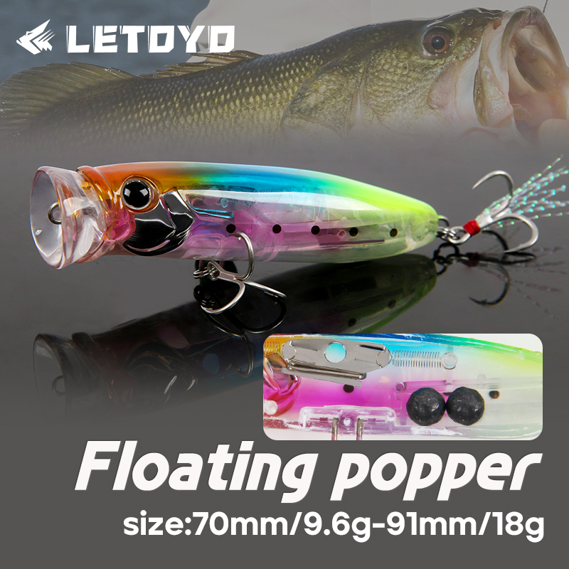 Fishing Lure Popper - LETOYO 9.6g/18g Galleggiante Popper Lure Topwater