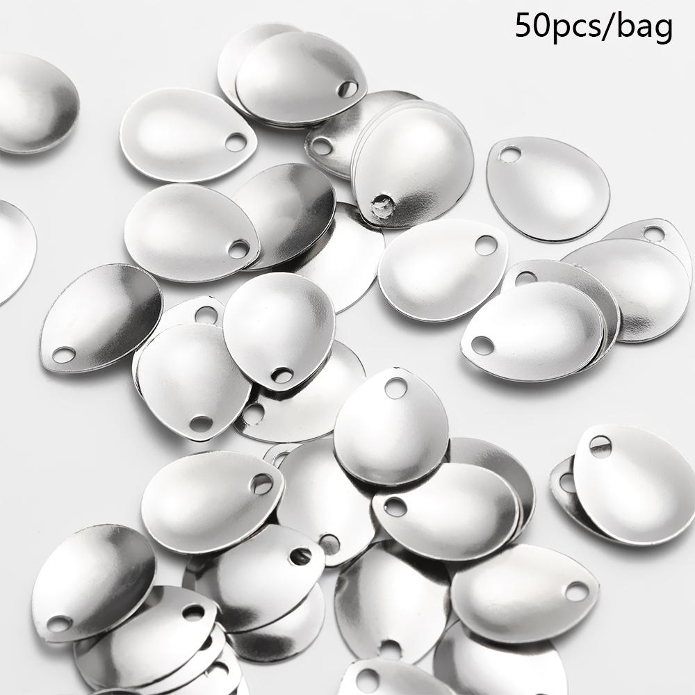 Fishing Lure Spinner - 50 pz argento nichel liscio paillettes