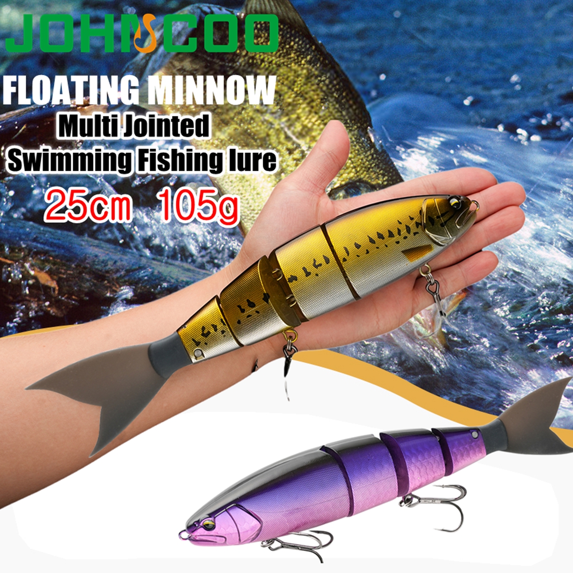 Fishing Lure Popper - Johncoo Richiamo di pesca snodato 25