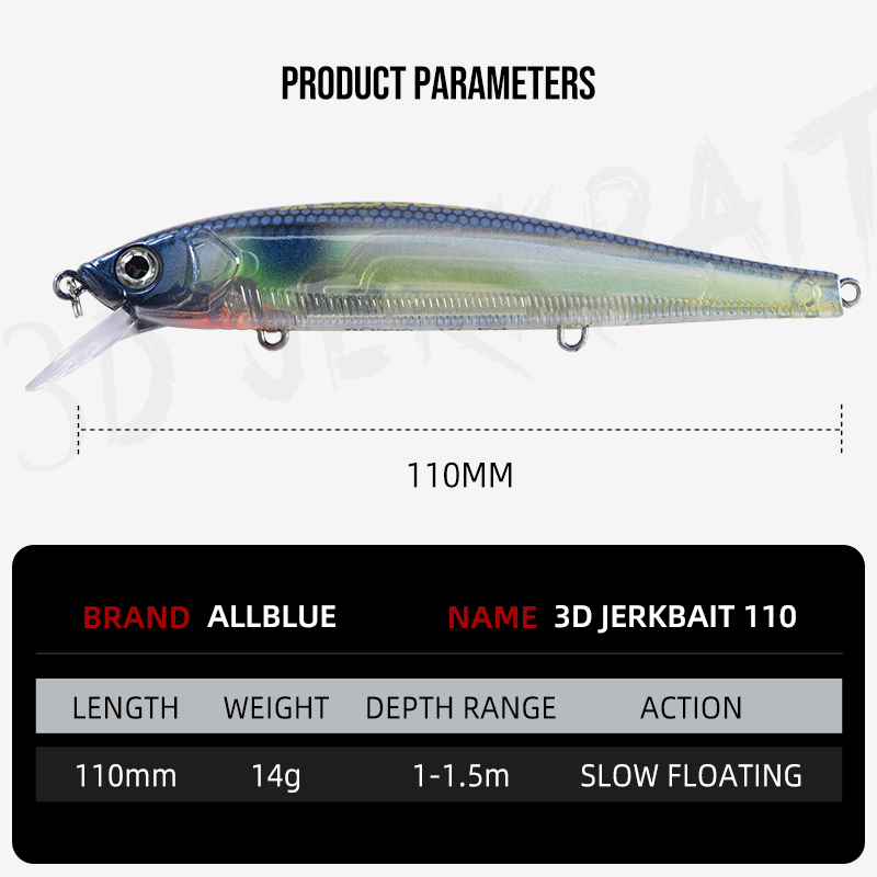 ALLBLUE Esca Artificiale 3D Je - Fishing Lure Jerkbait recensione e prezzo
