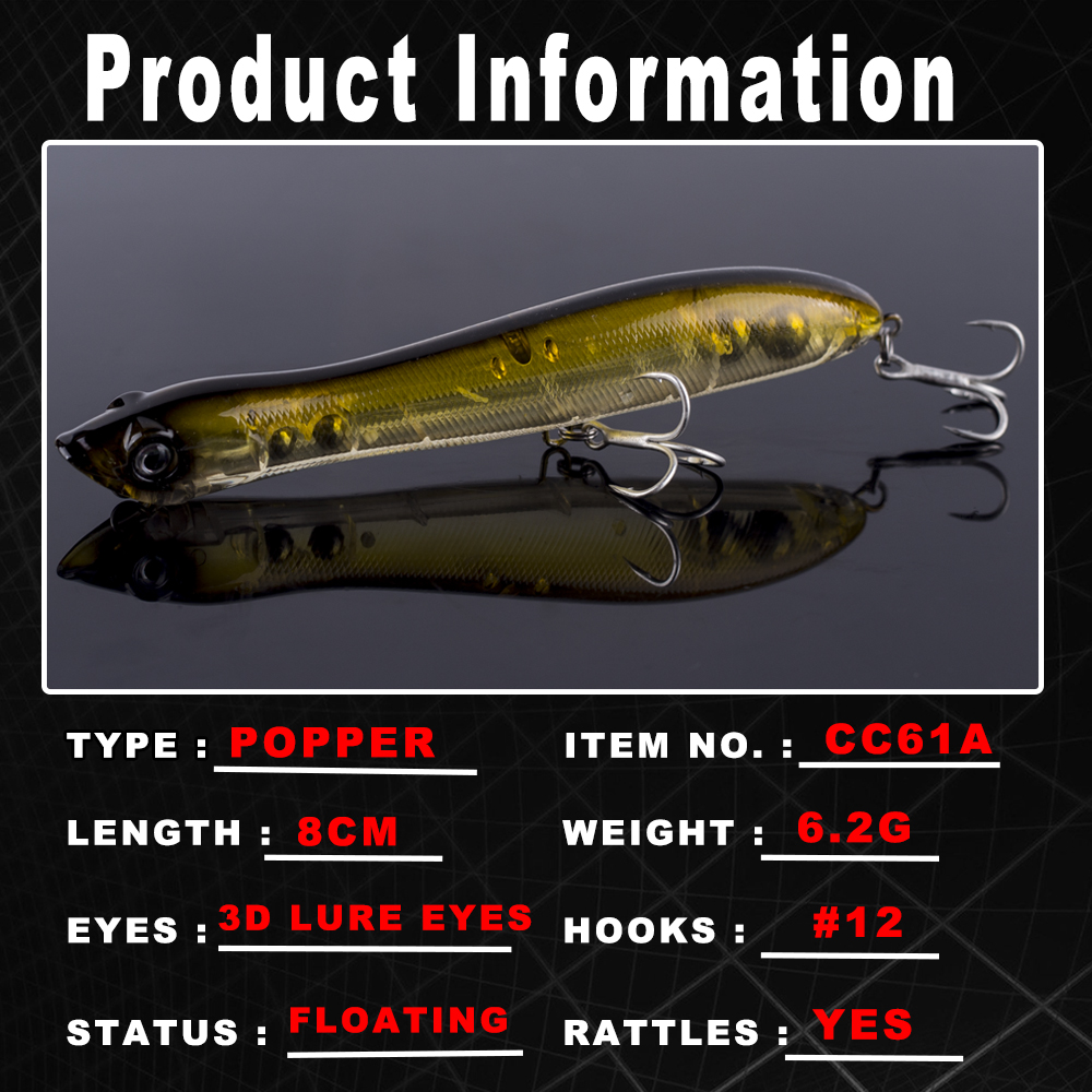 AYWFISH 8CM 6.2G Baby Popper E - Fishing Lure Popper recensione e prezzo